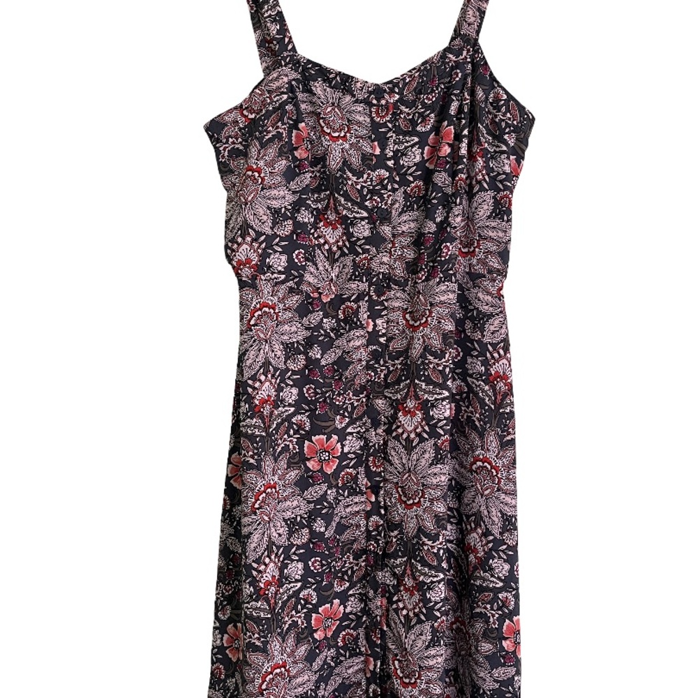 LOFT Black and Red Floral Maxi Dress